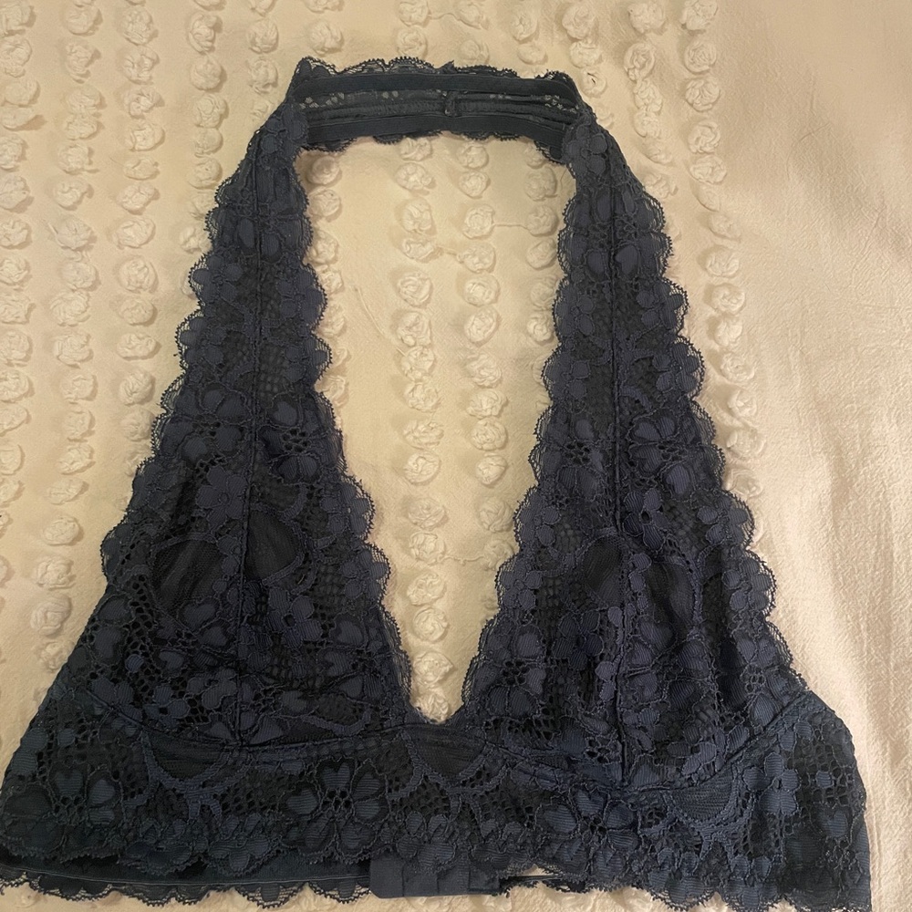 Free People Intimately Lace Halter Bralette in Blue